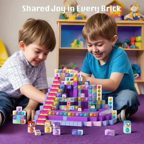 100PCS 3+, GobiDex Magnetic Building Blocks for Kids Montessori Sensory Toys with Rolling Balls, STEM Educational Gift