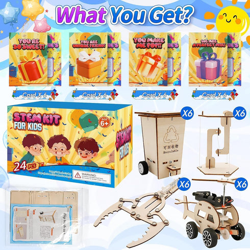 EVXVE 24 6-10, 6 7 8 10 12 13 Pcs Party Favors for Kids Age Treasure Box Toy Stem Kit Party Favors Science Kits
