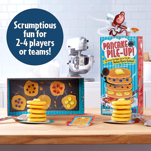 Pancake Pile-Up Sequence Relay Board Game for Preschoolers, 2-4 Players