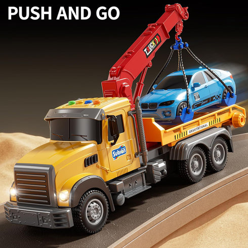 NIPLOOOW 3 4 5 6 7 Kids Toys for Years Old Boys, Tow Truck Toy,Friction Powered Transport Truck Crane Vehicle Toy