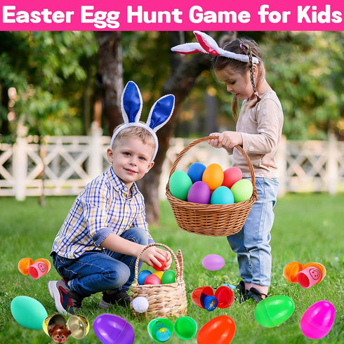 HLXGFCAI 100 PCS Prefilled Easter Eggs with Toys Inside, Easter Egg Fillers, Easter Eggs Filled, Easter Basket Stuffers