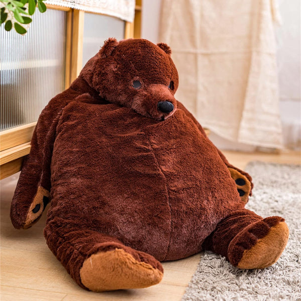 SNOWOLF Djungelskog Bear Giant Simulation - 100 cm Dark Brown Plush Toy for Home Decoration and Gifts