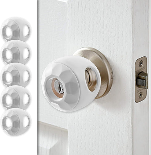 Door Knob Safety Cover for Kids - 5 Pack Baby Proof Door Knob Covers for Child Safety, White