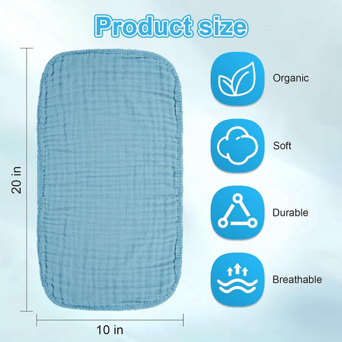 NUEUAP 20X10 Inches,Easy 10-piece Set) Muslin Burp Cloths, Soft, Breathable, Skin-Friendly and Non-irritating.Baby