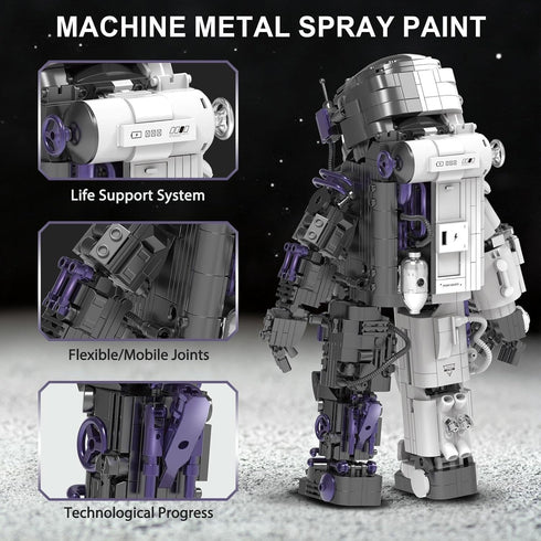 Set 14+ Finger Rock Space Astronaut Building for Adults, Semi-Mechanical Astronaut Action Model with Display Stand
