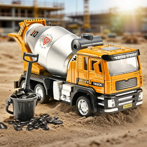 NOVAFUSION 3-5 Cement Mixer Truck Toys for Boys,Cement Mixer Toy Truck Metal Diecast Cab,Pull Back Mixer Trucks
