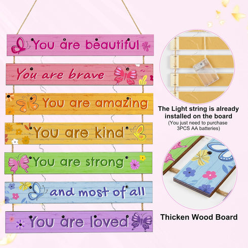 8 FIOBEE Girls Room Dcor for Teen Girls Boys with LED Light Wall Decor for Bedroom Motivational Inspirational Wall Art