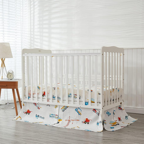 Brandream Fitted Crib Sheets Boys Construction Truck Baby Nursery Toddler Sheets Cotton Car Vehicle Carriage Excavator