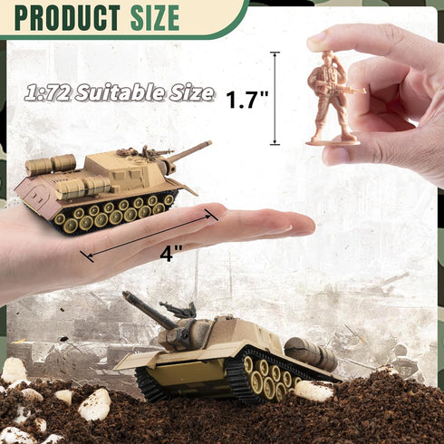 US Army Tank and Army Men Toys Playset, 2pc US Tank Models with 10pc Toy Soldiers, Ideal Military Toy Set