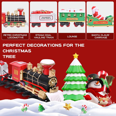 Set, Sets 3 4 4-8 Christmas Train Christmas Decorations Indoor, Train Toys with Light & Sound & Smog, Hanging Christmas