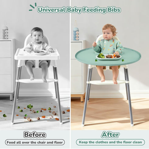 RICHER HOUSE Food Catcher for for Stokke Tripp Trapp High Chair, Coverall Baby Feeding Bib, Long Sleeves Eating Bib