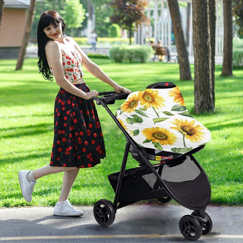 Nursing Cover Breastfeeding Scarf Yellow Sunflower Baby Car Seat Covers Soft Breathable Infant Carseat Canopy Stroller