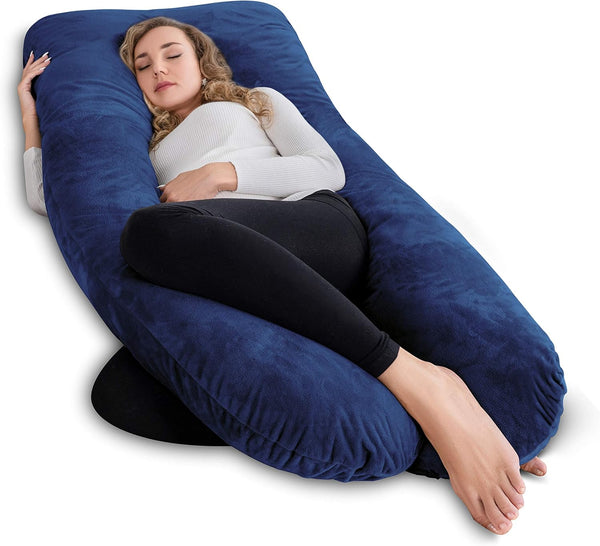 AngQi Pregnancy Body Pillow, U Shaped Full Body Pillow with Removable Velvet