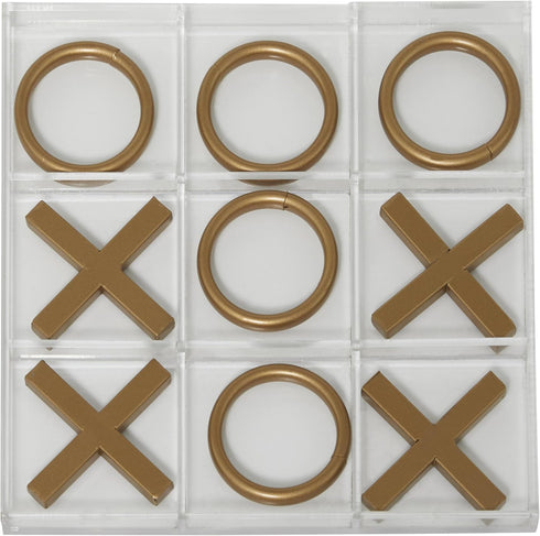Deco 79 Metal Tic Tac Toe Game Set with Gold Pieces, 12" x 1" x 12"