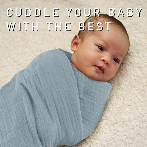 4 Pack 100% Muslin Swaddle Blankets for Baby Girls and Boys, Breathable and Skin-Friendly Newborn Receiving Blanket