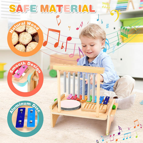 Set Set Kids Drum for Toddlers, Montessori Musical Instruments Toys, Toddler Drum Wooden Xylophone Musical Toys