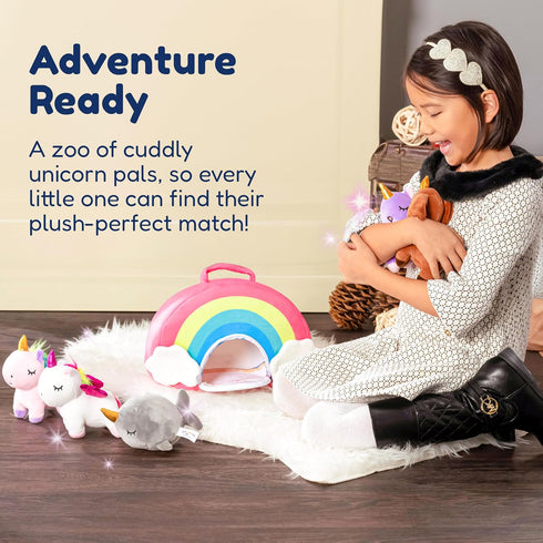 PixieCrush Unicorn Stuffed Animal Set, 5 Plush Toys for Girls with Carry Case, Ages 3 and Up