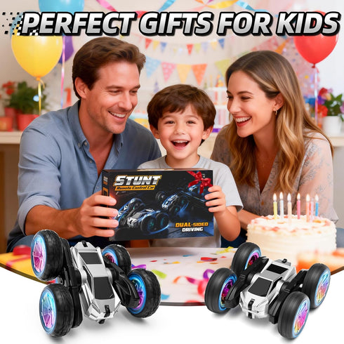 MACALOCA 4-7 6-12, 4WD 360 2.4GHz 4 5 6 7 8-12 Remote Control Car, RC Cars Toys for Boys Age RC Stunt Car with Lights