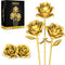 QIFUN Gold Roses Flower Building Set - 3 Roses Bouquet Botanical Building Blocks