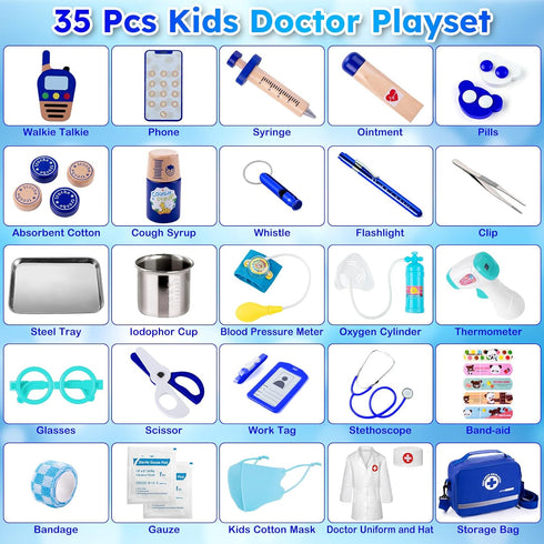35 3-5 Set EFO SHM Doctor Kit for Kids, Pcs Kids Doctor Kit for Toddlers with Medical Storage Bag & Real Stethoscope