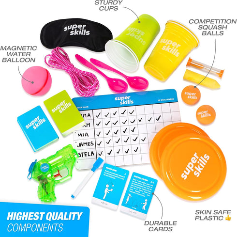 Summer 8 Super Skills Outdoor Yard Game Backyard Games for Kids and Up, Teens & Adults - Fun Water Party for The Whole