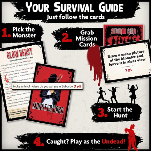 12+, 4-12 Let's Split Up - an Outrageous Horror Spoof Game | Ages Players | Halloween Games for Teens | Horror Board