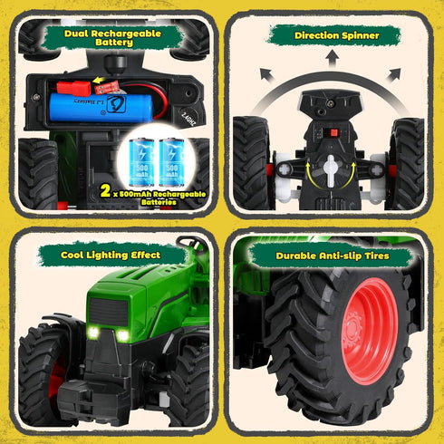Set 2 3 4 5 6 7 8 FRUSE Remote Control Tractor Toy,RC Tractor & Truck and Trailer,Truck Toys with Rechargeable