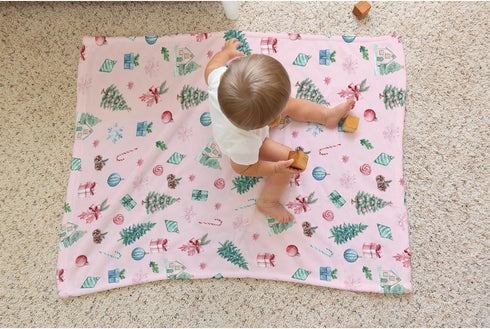 SqtmuHLuo 60x80inch Pink Christmas Baby Blanket for Boys Girls Christmas Tree Candy Gift Watercolor Snowflake Holiday
