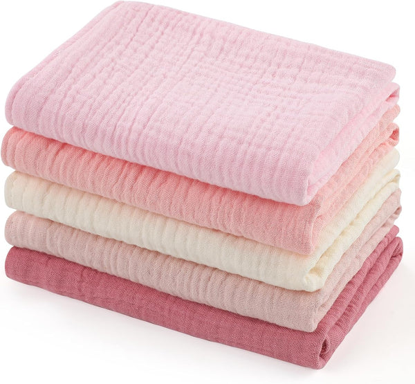 MUKIN Baby Washcloths,Muslin Burp Cloths Towels for Newborns,Absorbent Cotton Bath Face Towel