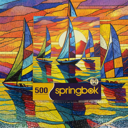 Springbok's Sunset Sailing 500 Piece Jigsaw Puzzle for Adults, Unique Cut Pieces, Made in USA