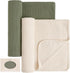 Konssy Knit Baby Blanket 2 Pack, Soft Ribbed Swaddle Receiving Blankets for