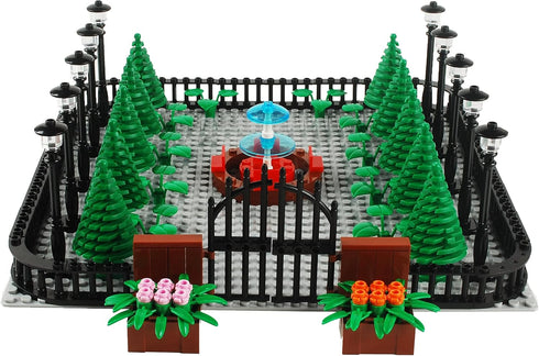 Park Building Blocks Fountain Scenery Accessories Street Set, DIY Building Kit Compatible with All Major Brands