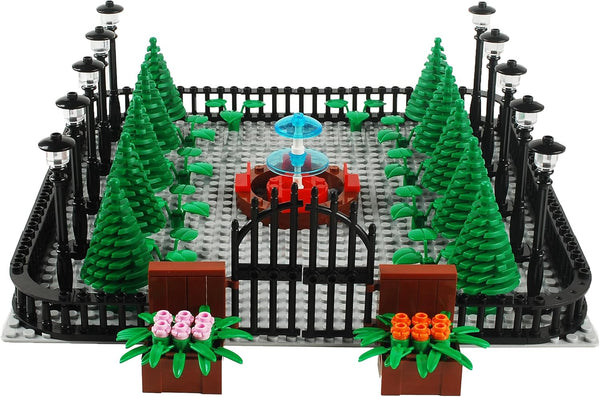 Park Building Blocks Fountain Scenery Accessories Street Set, DIY Building Kit Compatible with All Major Brands