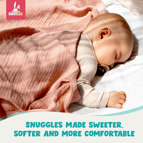 Snugek Set 100% Set Baby Muslin Swaddle Blanket & Muslin Lovey Soft Breathable Cotton Muslin Security Blanket Lovies