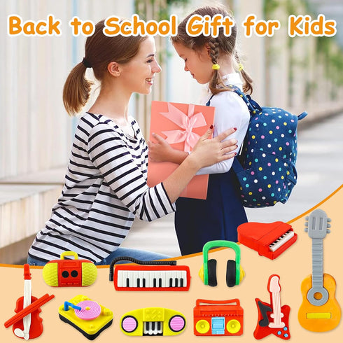 30 3D pcs Musical Erasers for Kids Classroom PrizesPuzzle Eraser Take Apart Musical Instrument Pencil Erasers for Kids