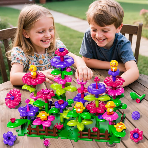 Novaluki 3 4 5 6 7 3-5 Flower Garden Building Toys for Toddler Years Old, DIY Stacking Toys with Storage Box, Kids STEM