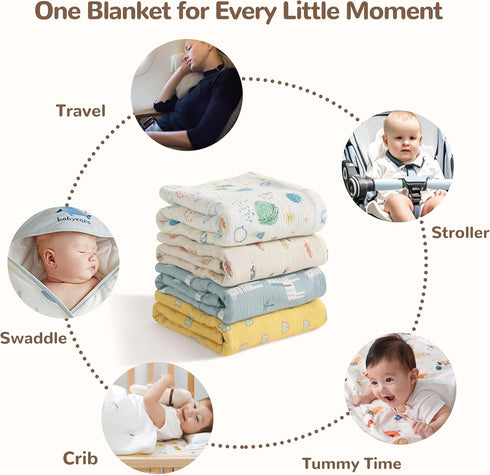 2-Layer, 30x40 NTBAY Muslin Baby Swaddle Blanket, Lightweight Receiving Blanket for Newborns and Infants, Crib Stroller