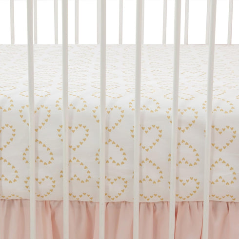 (Pack 2) Lambs & Ivy Confetti Fitted Crib Sheet, Pink/Gold Heart