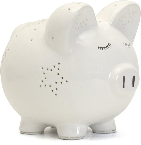 Child To Cherish Hand-Painted White Night Light Piggy Bank
