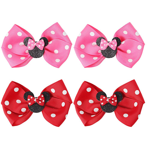 Baby Girl Mouse Ears Hair Bows Clips, Birthday Mouse Ear Hair Clip for Baby Kids Girls Women, Glitter Party Princess