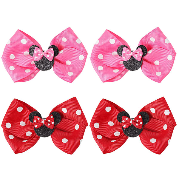 Baby Girl Mouse Ears Hair Bows Clips, Birthday Mouse Ear Hair Clip for Baby Kids Girls Women, Glitter Party Princess
