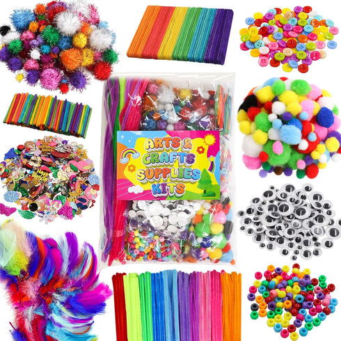 Set 1850Pcs Treasure Cove Arts and Crafts Supplies for Kids Craft Supplies Materials Kit DIY School Craft Kit Toddler
