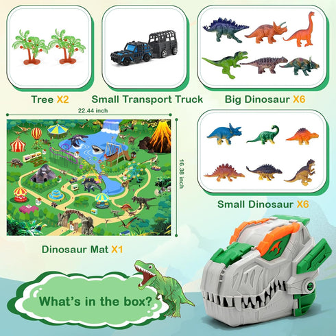 ROSEORGUN 3-5, 12 Set 3+ Dinosaur Toys for Kids Realistic Dinosaur Figures with a Detachable Dino Head for Scenes, Map
