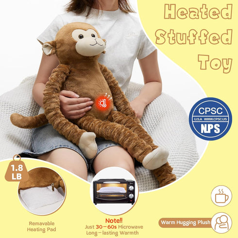 23.6"~35.4" MorisMos Big Monkey Stuffed Animal Plush Toy, Stretchable Long-Legged Monkey Toy Gift for Kid Adult