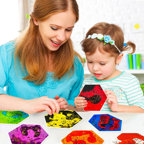 Set 12 Onyoloy Liquid Sensory Soft Gel Toys - of - Hexagonal Sensory Fidget Toys, Water Sensory Toys for Nursery