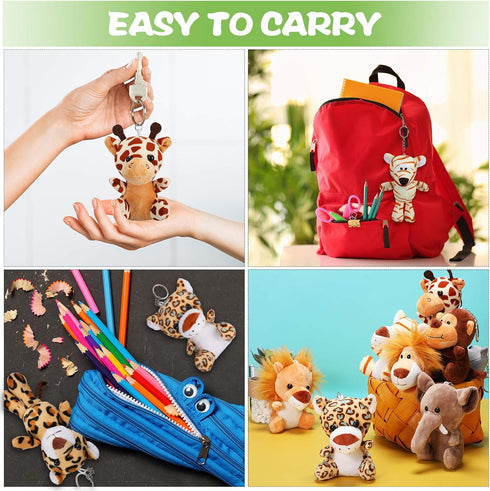 Sumind 12 Pieces Mini Stuffed Forest Animals Plush Toys, Cute Elephant, Lion, Giraffe, Tiger for Animal Themed Parties