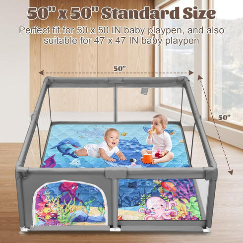 50x50 Baby Mat for Floor, Premium Playpen Mat, Odorless Play Mat, Thicken Soft Padding Foam Play Mat for Baby, Non-Slip