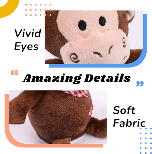 Hopearl Talking Monkey, Nodding Electric Interactive Animated Toy, Speaking Plush Buddy for Toddlers, 6.5''