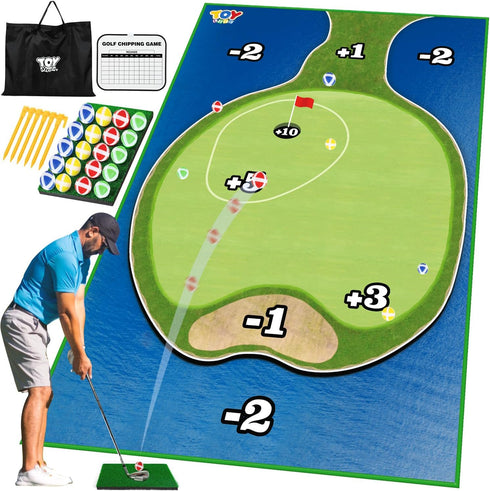 TOY Life Golf Chipping Game Set Golf Sticky Battle Mat with 20