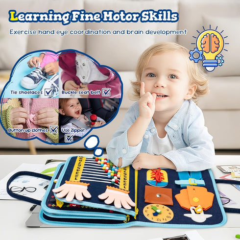 Lercaii Toddler Busy Board Book Montessori Toys,Sensory Book Educational Activities for Learning Fine Motor Skills